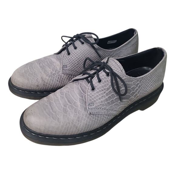 Dr. Martens Gray Suede Snakeskin 1461 Oxford Shoes Size 10 Limited Edition - Picture 1 of 11